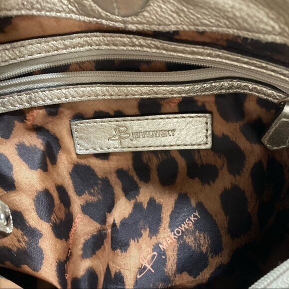 B. Makowsky Beaded Light Gold Tone Satchel EUC - Picture 7 of 11